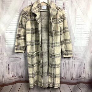 Cyrus Open Plaid Coat Cream Gray M